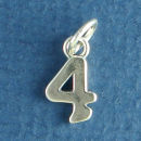 Number 4 Medium Sterling Silver Charm Pendant