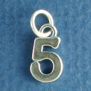 Number 5 Medium Sterling Silver Charm Pendant