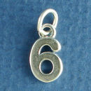 Number 6 Medium Sterling Silver Charm Pendant
