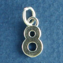 Number 8 Medium Sterling Silver Charm Pendant