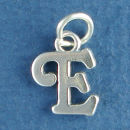 Medium Alphabet Letter Initial E Sterling Silver Charm Pendant