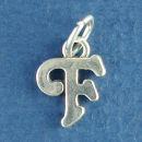 Medium Alphabet Letter Initial F Sterling Silver Charm Pendant