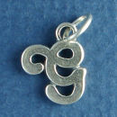 Medium Alphabet Letter Initial G Sterling Silver Charm Pendant
