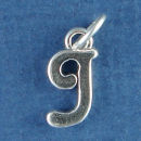 Medium Alphabet Letter Initial J Sterling Silver Charm Pendant