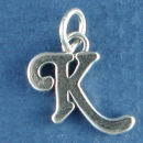 Medium Alphabet Letter Initial K Sterling Silver Charm Pendant