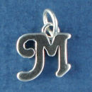 Medium Alphabet Letter Initial M Sterling Silver Charm Pendant