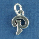 Medium Alphabet Letter Initial P Sterling Silver Charm Pendant