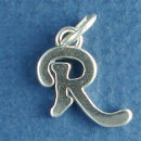 Medium Alphabet Letter Initial R Sterling Silver Charm Pendant