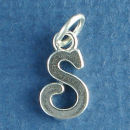 Medium Alphabet Letter Initial S Sterling Silver Charm Pendant