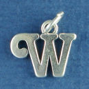 Medium Alphabet Letter Initial W Sterling Silver Charm Pendant