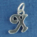 Medium Alphabet Letter Initial X Sterling Silver Charm Pendant