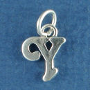 Medium Alphabet Letter Initial Y Sterling Silver Charm Pendant