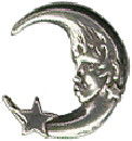 Moon with Star Sterling Silver Charm Pendant