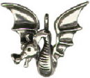 Dragon with Wings Spread Sterling Silver Charm Pendant