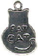 Cat with Word Phrase Fat Cat Sterling Silver Charm Pendant