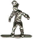 Snow Boarder 3D Sterling Silver Charm Pendant