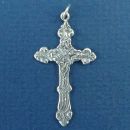 Cross with Ornate Design Medium Sterling Silver Charm Pendant