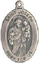 Religious Christian Saint Joseph Oval Medal Sterling Silver Charm Pendant