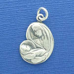 Blessed Virgin Mary with Baby Medal Sterling Silver Charm 