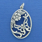 Sterling Silver Butterfly Charm with Flower