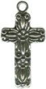 Cross with Oval Designs Sterling Silver Charm Pendant