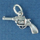 Revolver Pistol Style Handgun 3D Sterling Silver Charm Pendant