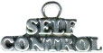 Self Control Word Charm and Message Phrase Sterling Silver Charm Pendant