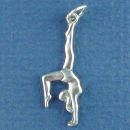 Gymnast in Floor Exercise Hand Stand Sterling Silver Charm Pendant