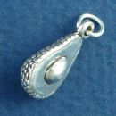 Vegetable: Half Avocado with Pit 3D Sterling Silver Charm Pendant