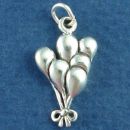 Six Balloons Tied with Ribbon Sterling Silver Charm Pendant