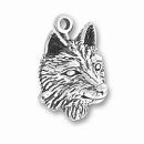 Wolf Head Sterling Silver Charm Pendant