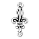 Fleur de Lis Heavy Medium Sterling Silver Charm Pendant with Double Loops can be used as Earrings or Bracelet Component