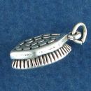 Equestrian Horse Grooming Hand Brush Tool 3D Sterling Silver Charm Pendant
