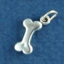 Dog Bone Small 3D Sterling Silver Charm Pendant