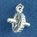 Ab Roller 3D Sports Workout Equipment Sterling Silver Charm Pendant
