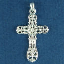 Filigree Sterling Silver Medium Christian Cross Pendant