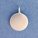Round Disk 15mm Engravable Sterling Silver Pendant with Fixed Bail