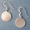 Round Disk 15mm  Engravable Sterling Silver Earring