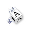 5.5mm Square Sterling Silver Alphabet Beads Image