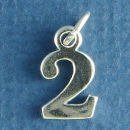 Number 2 Sterling Silver Charm Pendant