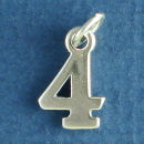 Number 4 Sterling Silver Charm Pendant
