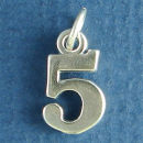 Number 5 Sterling Silver Charm Pendant