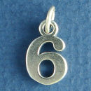 Number 6 Sterling Silver Charm Pendant