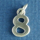 Number 8 Sterling Silver Charm Pendant