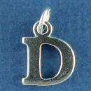 Large Alphabet Letter Initial D Sterling Silver Charm Pendant