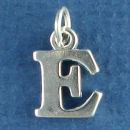 Large Alphabet Letter Initial E Sterling Silver Charm Pendant