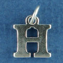 Large Alphabet Letter Initial H Sterling Silver Charm Pendant