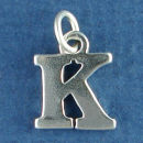 Large Alphabet Letter Initial K Sterling Silver Charm Pendant