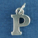 Large Alphabet Letter Initial P Sterling Silver Charm Pendant