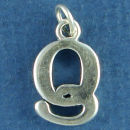 Large Alphabet Letter Initial Q Sterling Silver Charm Pendant